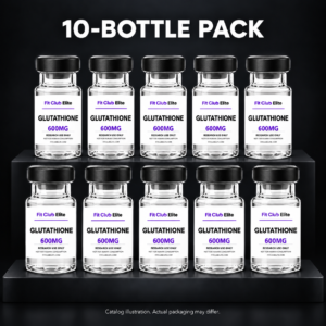 Catalog illustration of 10 Glutathione bottles, 600 mg per bottle; not an actual inventory photograph.